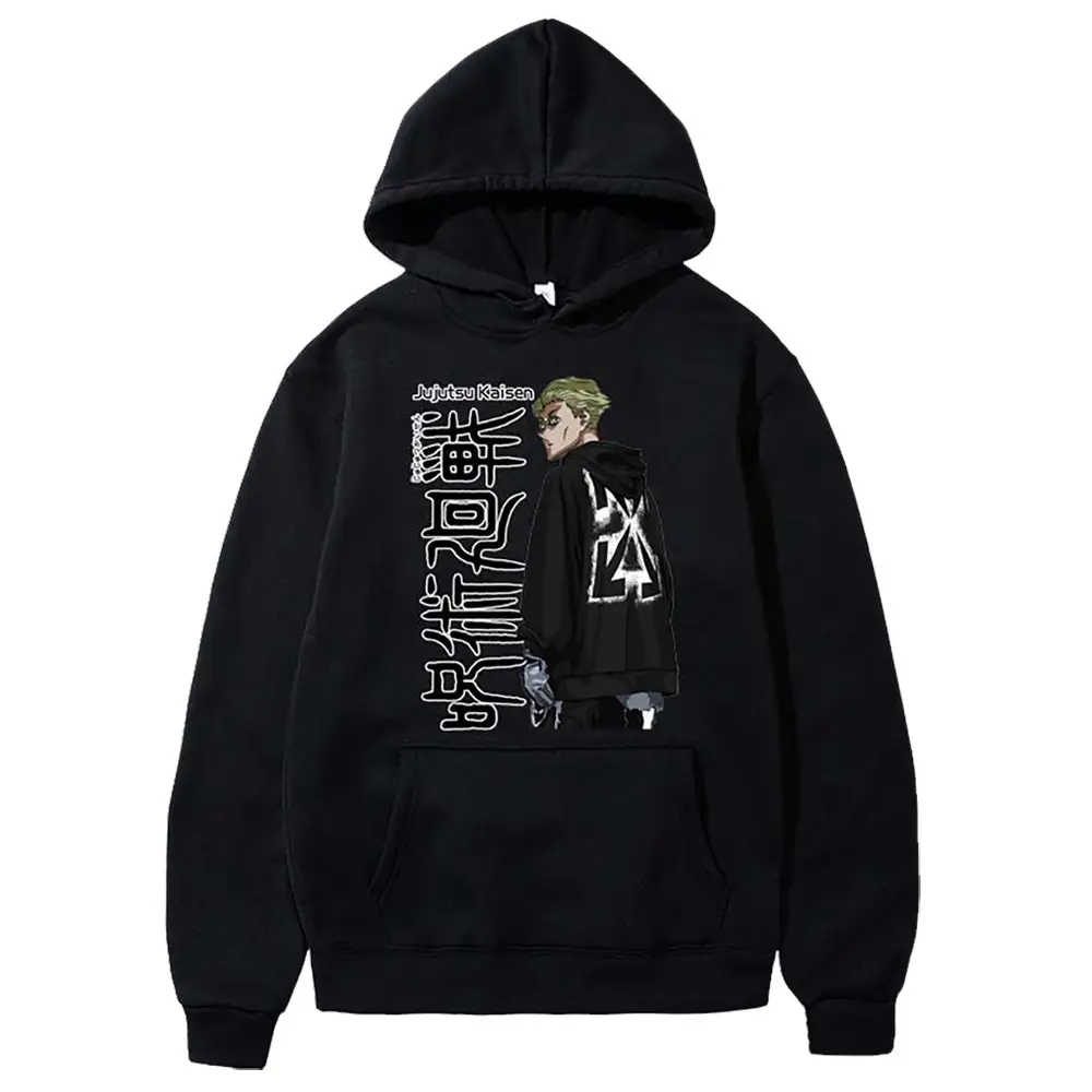 Anime Hooded Vest Black Cartoon Print Men Women