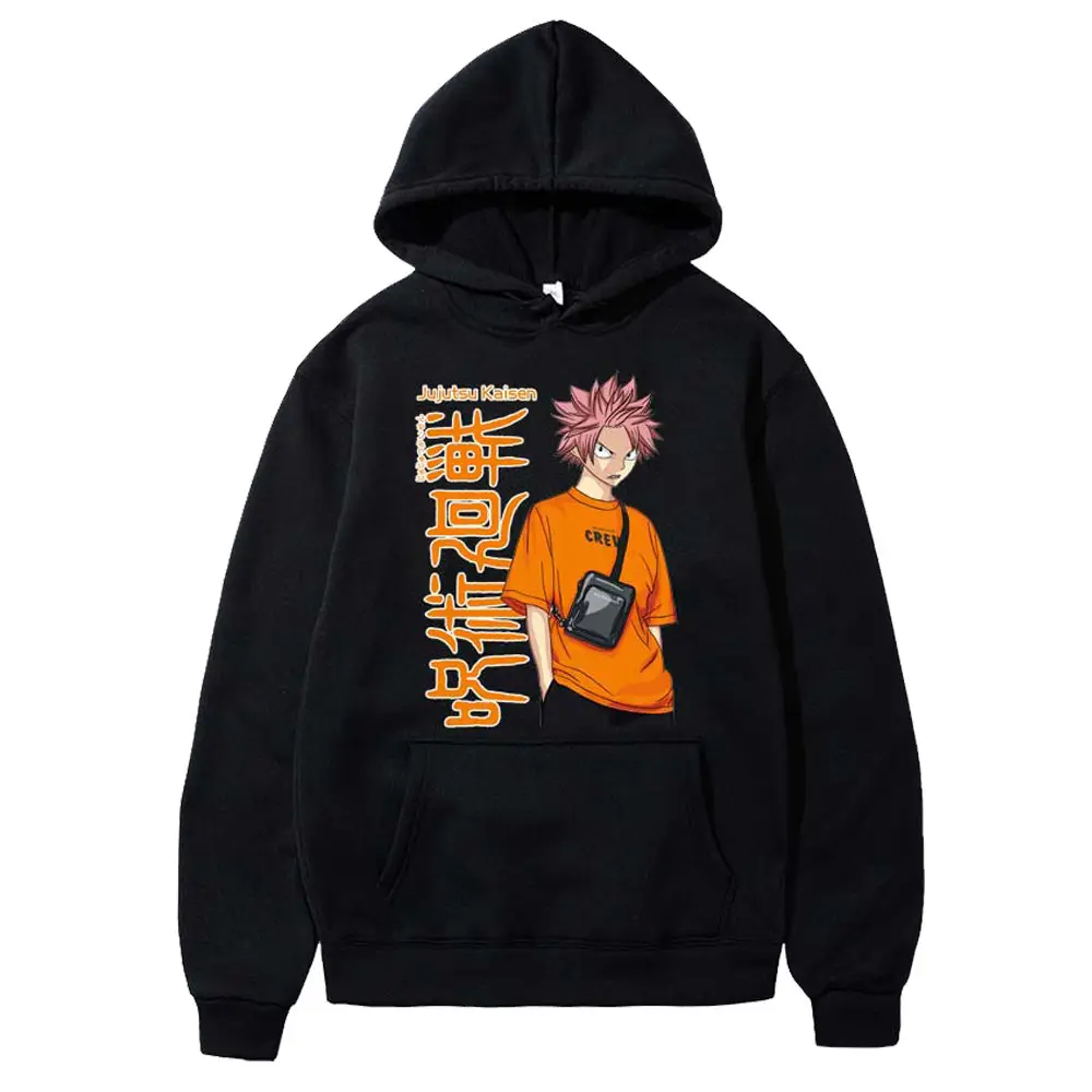 Anime Hooded Vest Black Cartoon Print Men Women