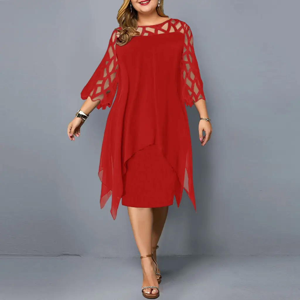 White Chiffon Lace Dress with Seven Sleeves - Image 8