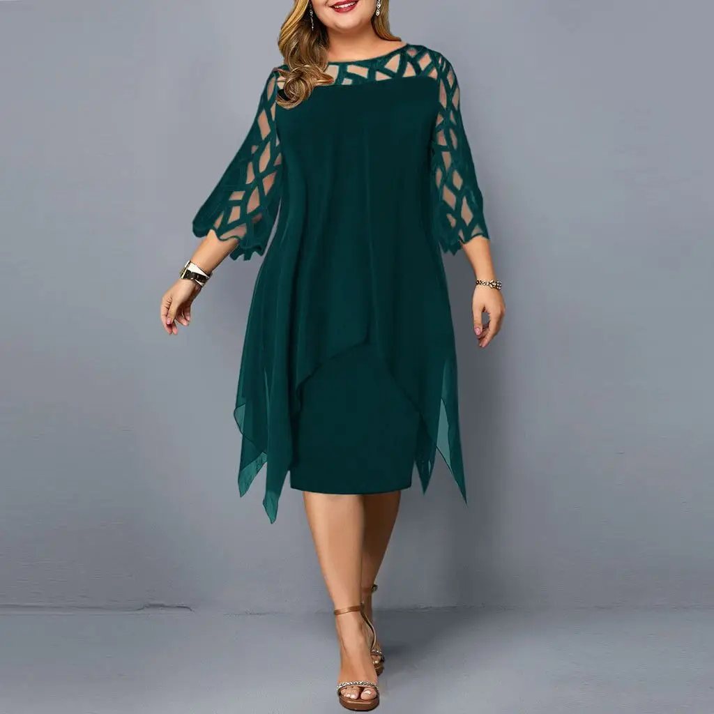 White Chiffon Lace Dress with Seven Sleeves - Image 9