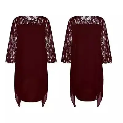 White Chiffon Lace Dress with Seven Sleeves - Image 10