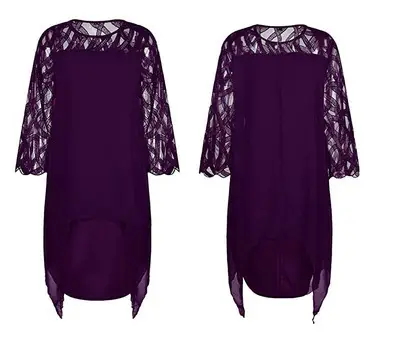 White Chiffon Lace Dress with Seven Sleeves - Image 3