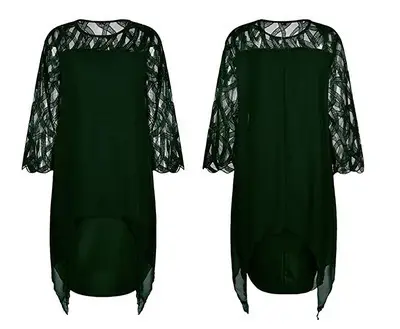 White Chiffon Lace Dress with Seven Sleeves - Image 6