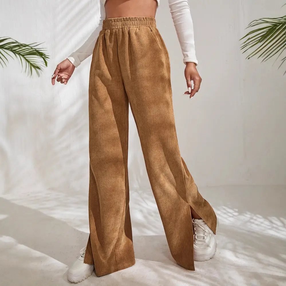 Women High-Waisted Solid Color Croc Pants Winter Casual - Image 8