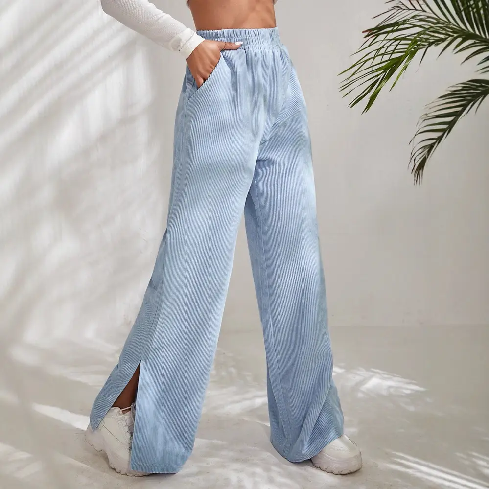 Women High-Waisted Solid Color Croc Pants Winter Casual - Image 9