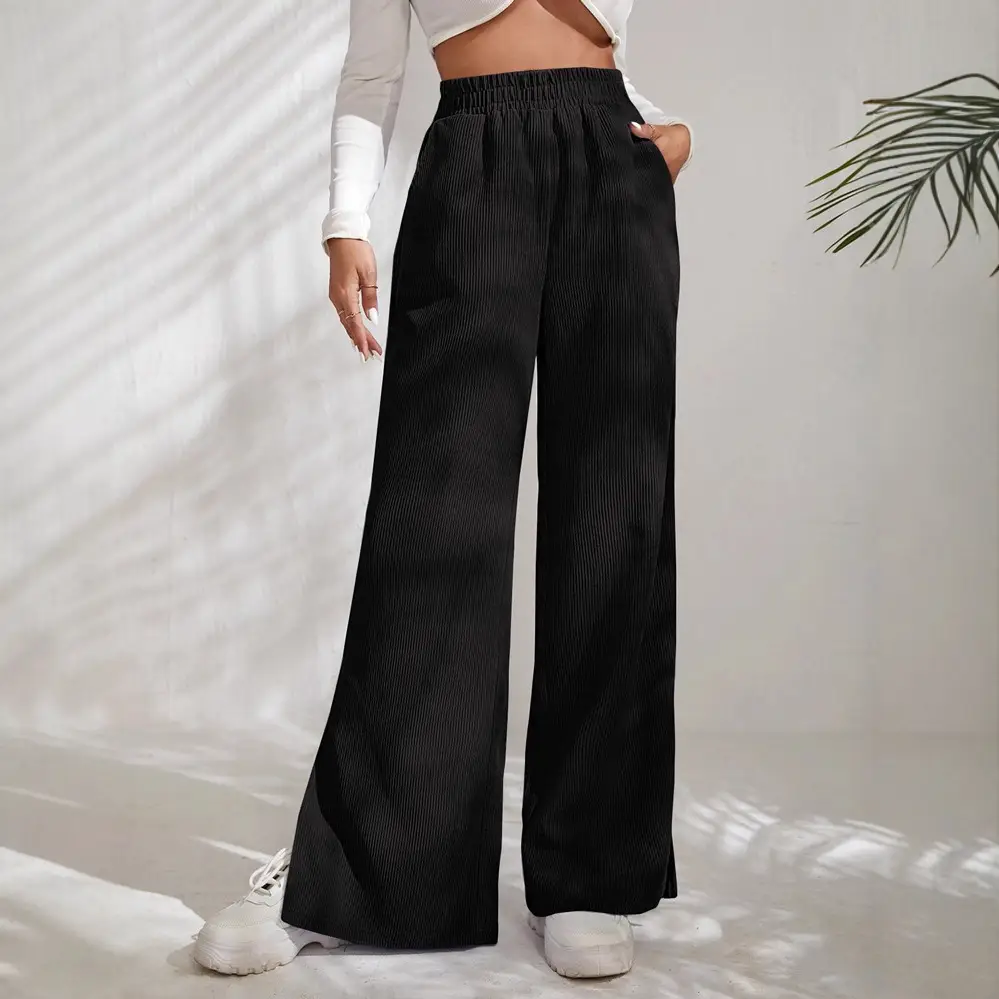 Women High-Waisted Solid Color Croc Pants Winter Casual - Image 10