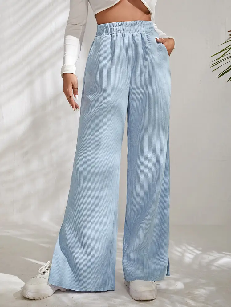 Women High-Waisted Solid Color Croc Pants Winter Casual - Image 4