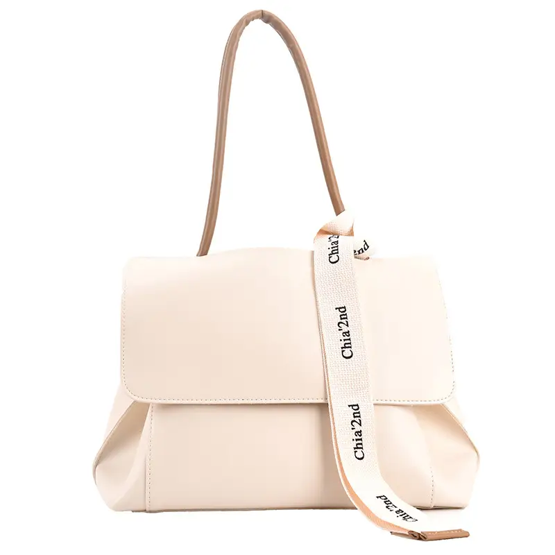 Women's Large Capacity Pure Leather Crossbody Bag Brown White - Image 9