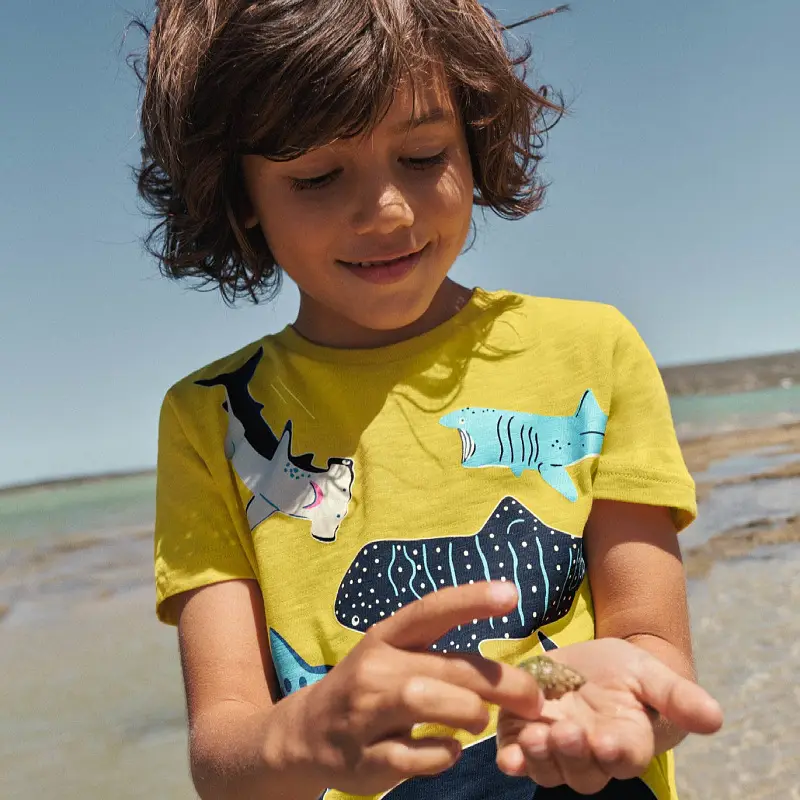 Kids Shark Print T-Shirt 2025 Summer New