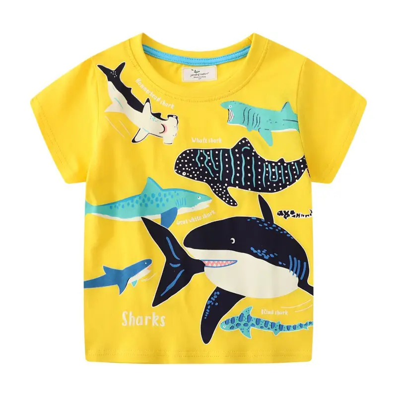 Kids Shark Print T-Shirt 2025 Summer New