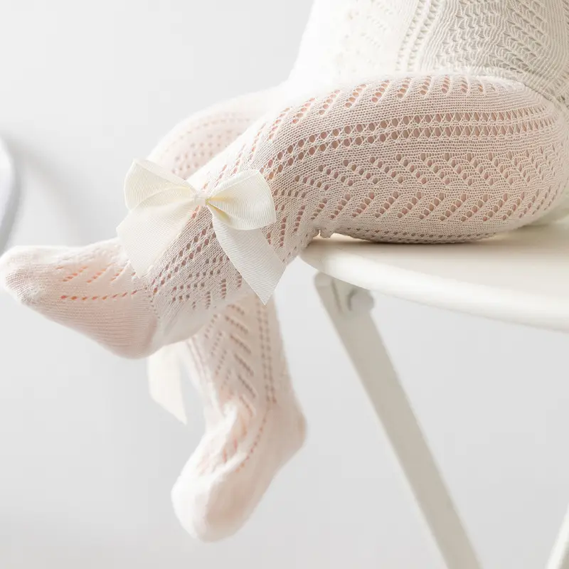 Baby Spanish Style Cotton Leggings 0-2Yr Pink Bow