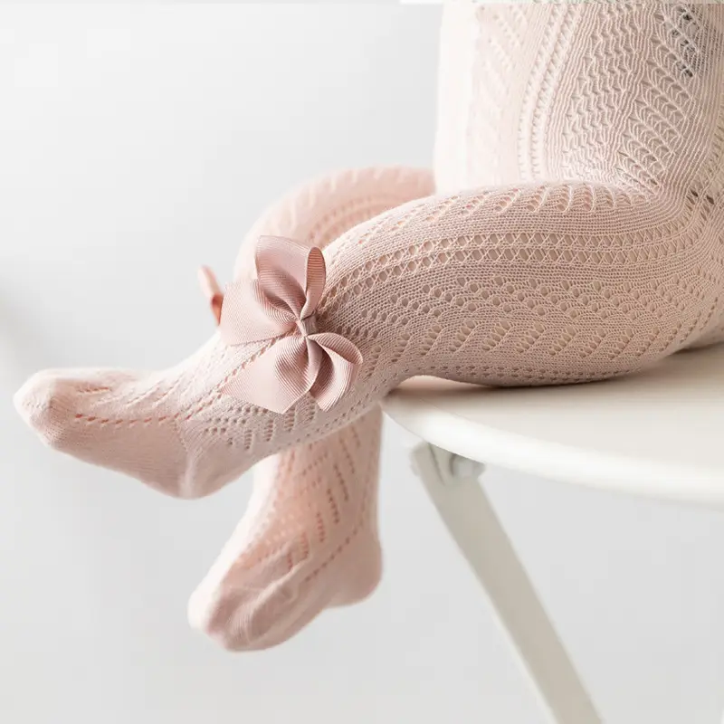 Baby Spanish Style Cotton Leggings 0-2Yr Pink Bow