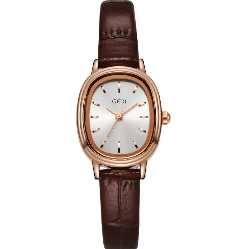Women's Gold Retro Watch with Green Dial & Genuine Leather Band - Image 2