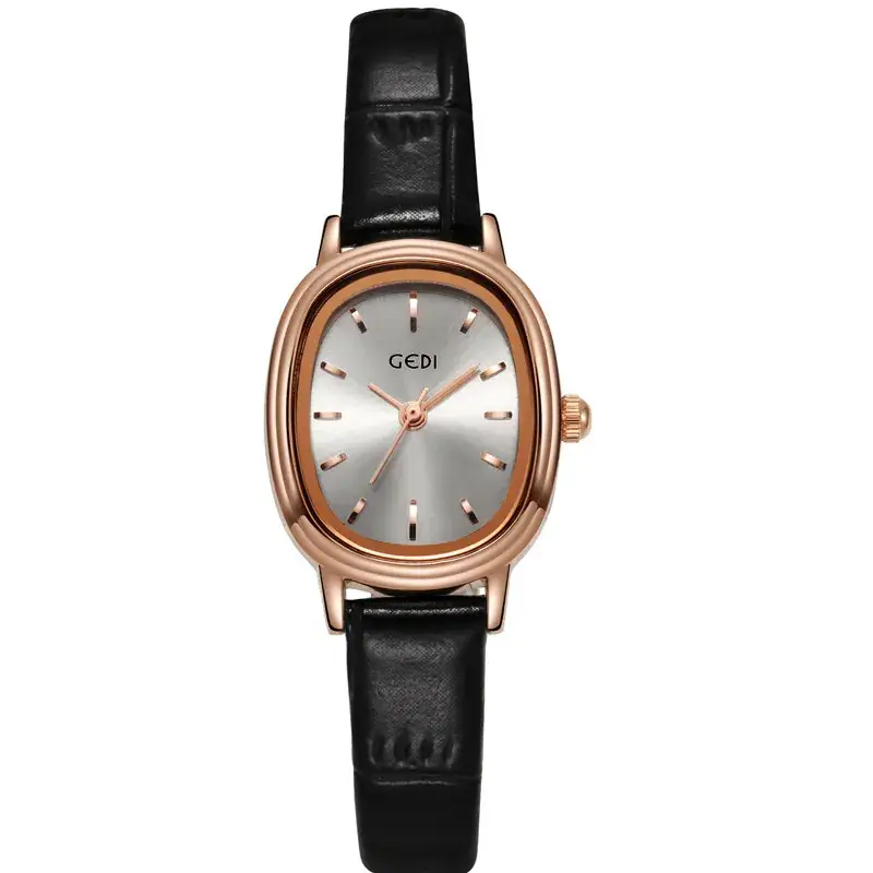 Women's Gold Retro Watch with Green Dial & Genuine Leather Band - Image 4