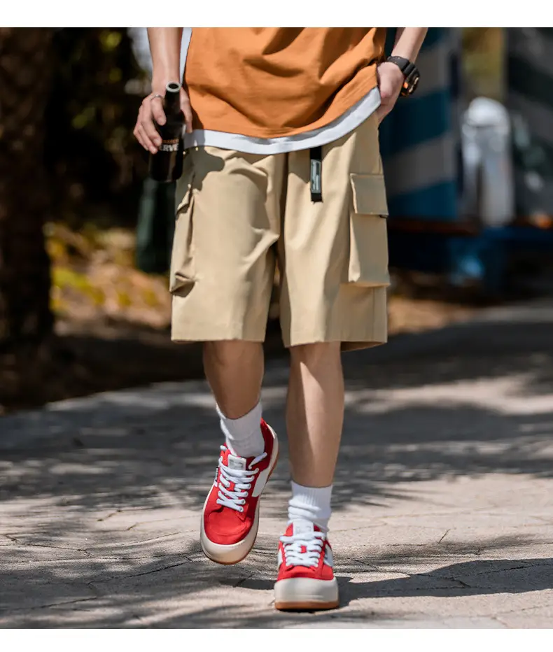 Helu Men Beige Cargo Shorts with 5/5 Pocket — feature 12