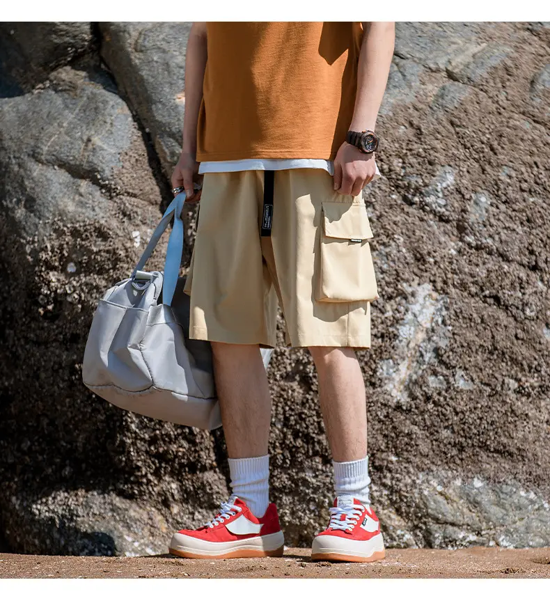 Helu Men Beige Cargo Shorts with 5/5 Pocket — feature 15