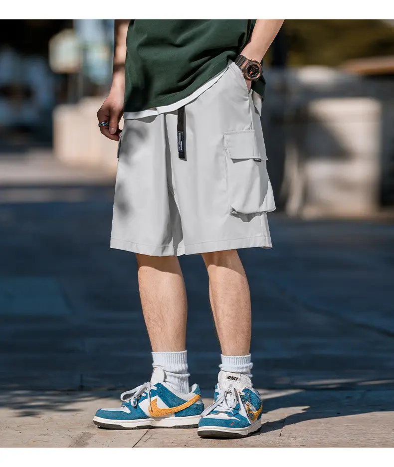 Helu Men Beige Cargo Shorts with 5/5 Pocket — feature 22