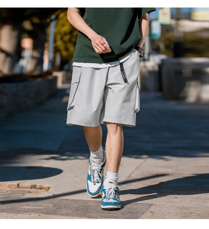 Helu Men Beige Cargo Shorts with 5/5 Pocket — feature 23