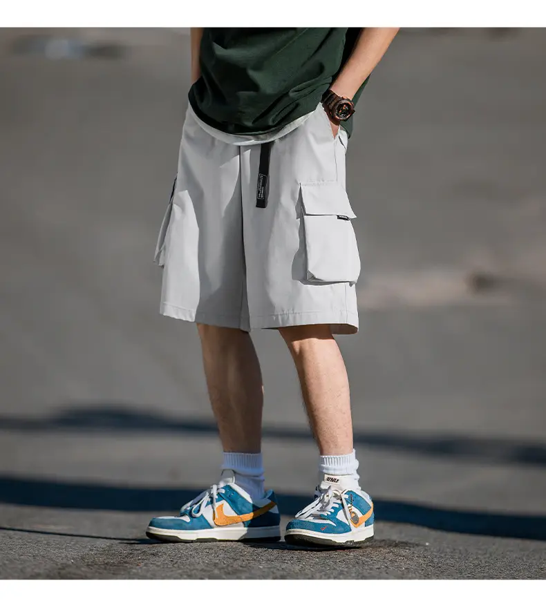 Helu Men Beige Cargo Shorts with 5/5 Pocket — feature 25