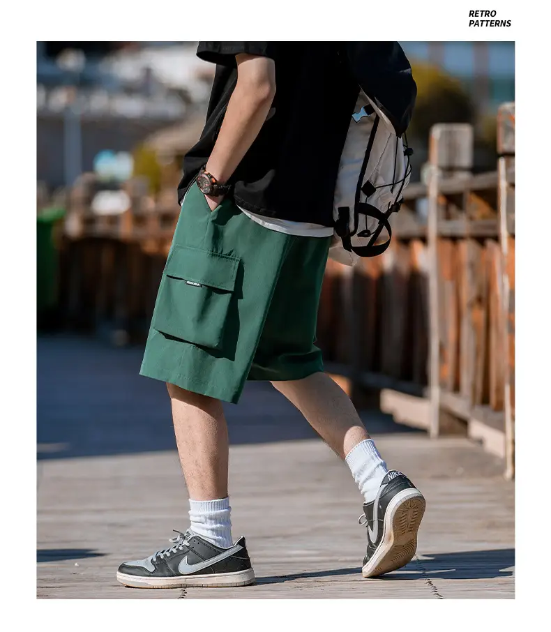 Helu Men Beige Cargo Shorts with 5/5 Pocket — feature 9