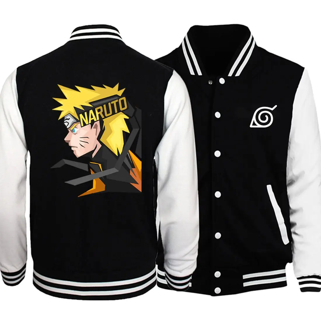 Naruto Black White Bomber Jacket One Size