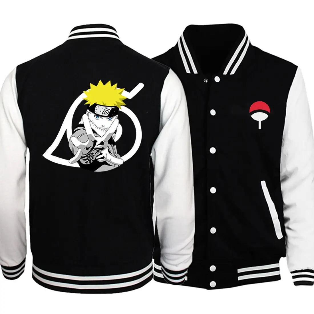 Naruto Black White Bomber Jacket One Size