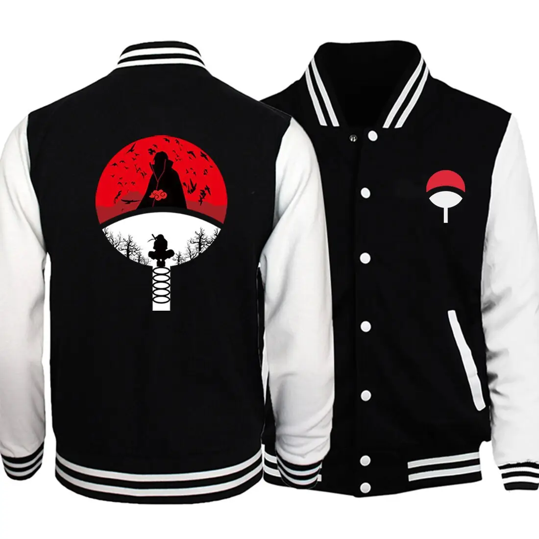Naruto Black White Bomber Jacket One Size