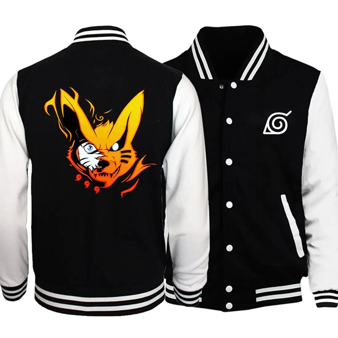 Naruto Black White Bomber Jacket One Size