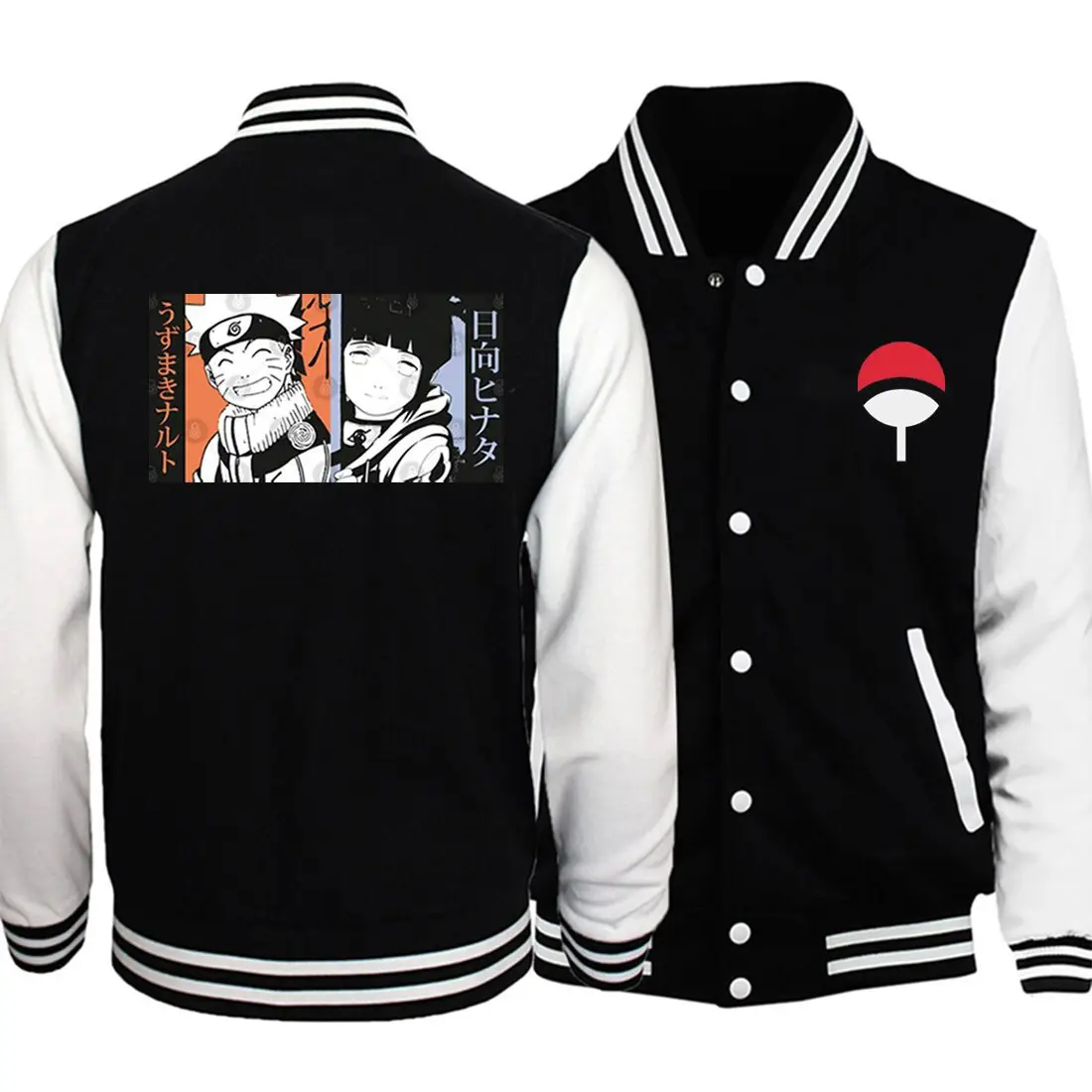 Naruto Black White Bomber Jacket One Size