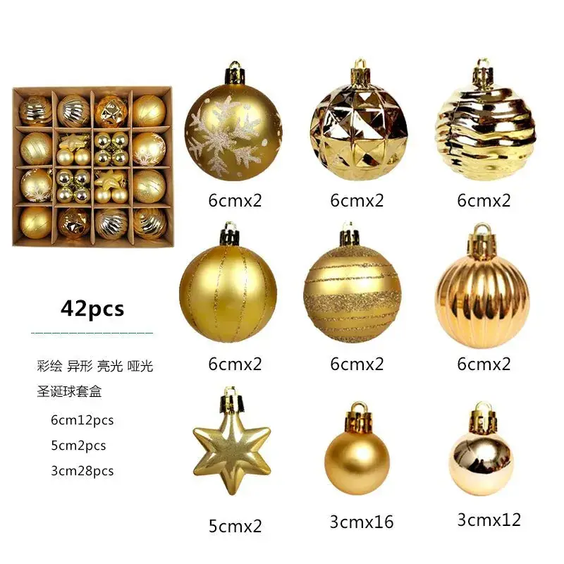 Cross-Border Christmas Balls 3-6cm 42Pcs Decorative Set - Image 15