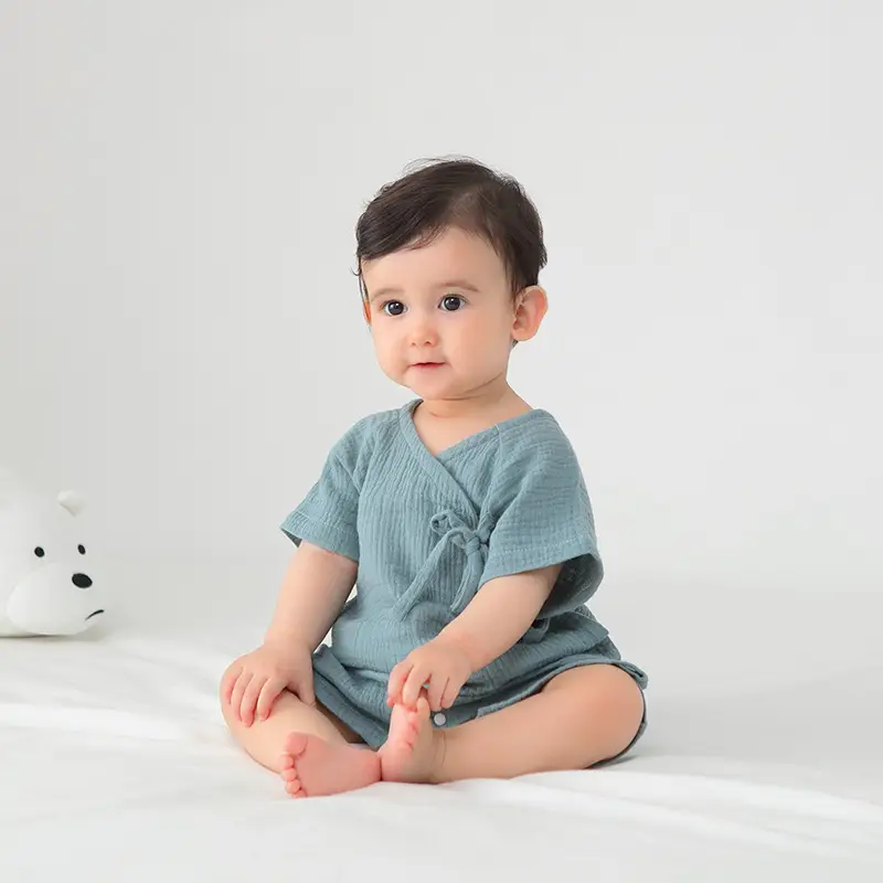 Baby Cotton Triangle Hat Suit Blue Summer - Image 34
