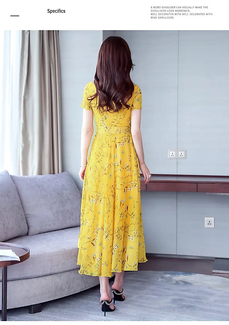 Mother's Printed Korean Dress Large Size Pink — feature 12