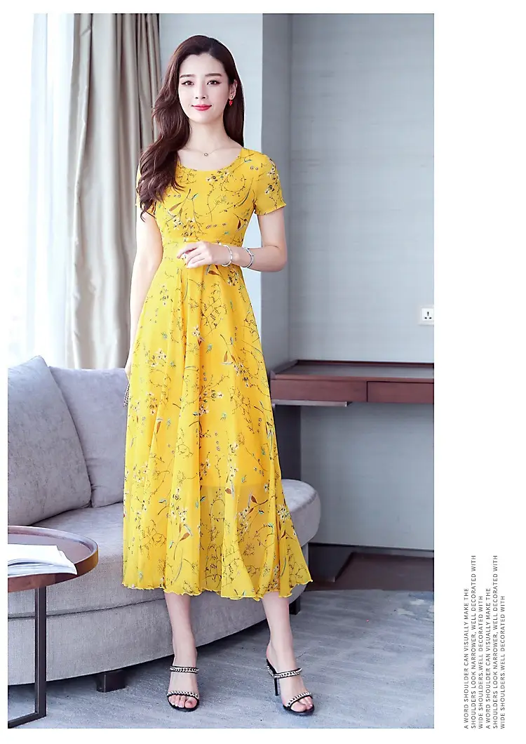 Mother's Printed Korean Dress Large Size Pink — feature 8
