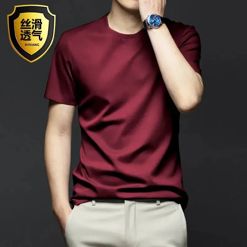 Men V-Neck Thin T-Shirt Modal Fabric Purple