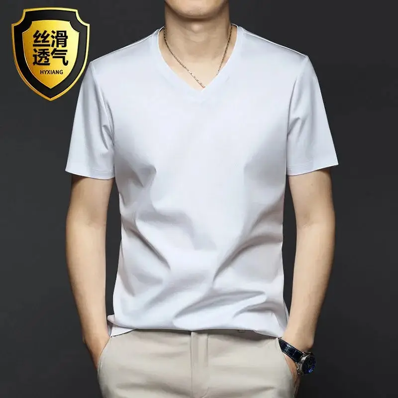 Men V-Neck Thin T-Shirt Modal Fabric Purple