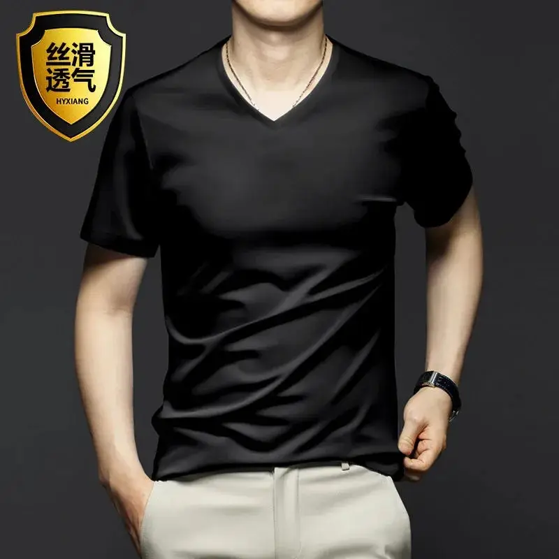 Men V-Neck Thin T-Shirt Modal Fabric Purple