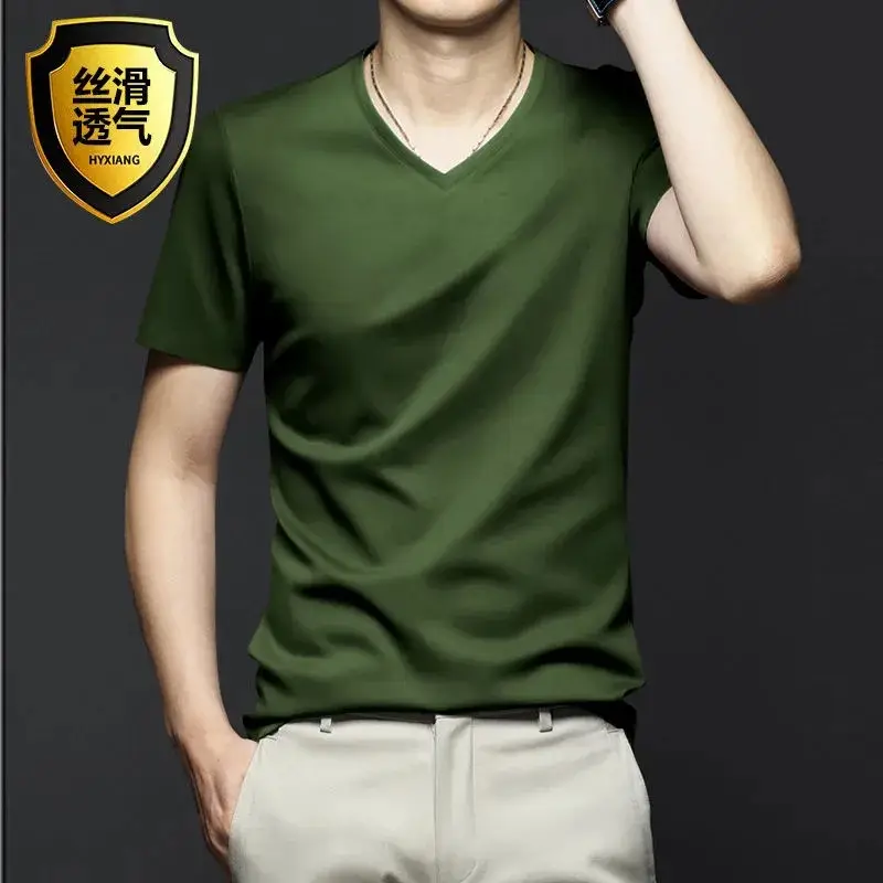 Men V-Neck Thin T-Shirt Modal Fabric Purple