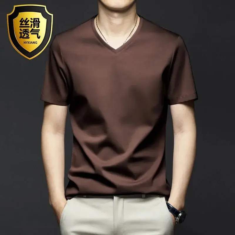 Men V-Neck Thin T-Shirt Modal Fabric Purple