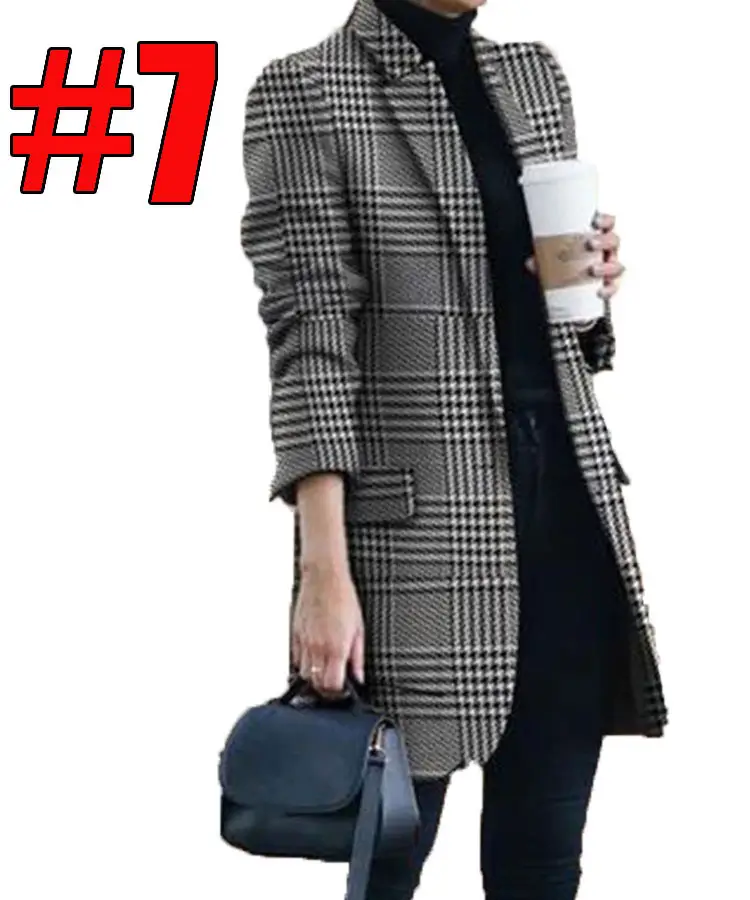 Women Printed Woolen Coat Autumn Winter European American Fashion - Image 7