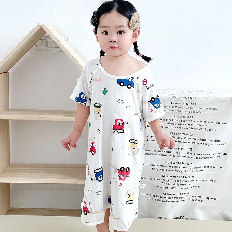 Bamboo Fiber Nightdress for Kids with Cute Print - Image 9