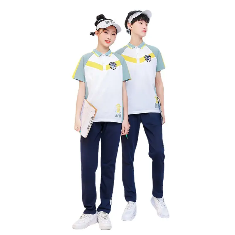 Lanyang Beibei Summer Boys Junior High School Polo Shirt White Yellow Grey - Image 6