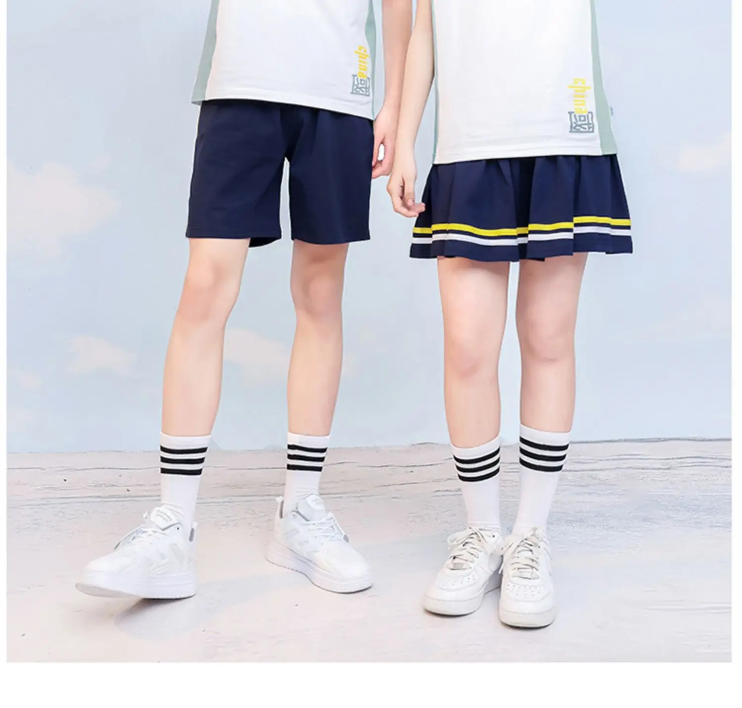 Lanyang Beibei Summer Boys Junior High School Polo Shirt White Yellow Grey — feature 14