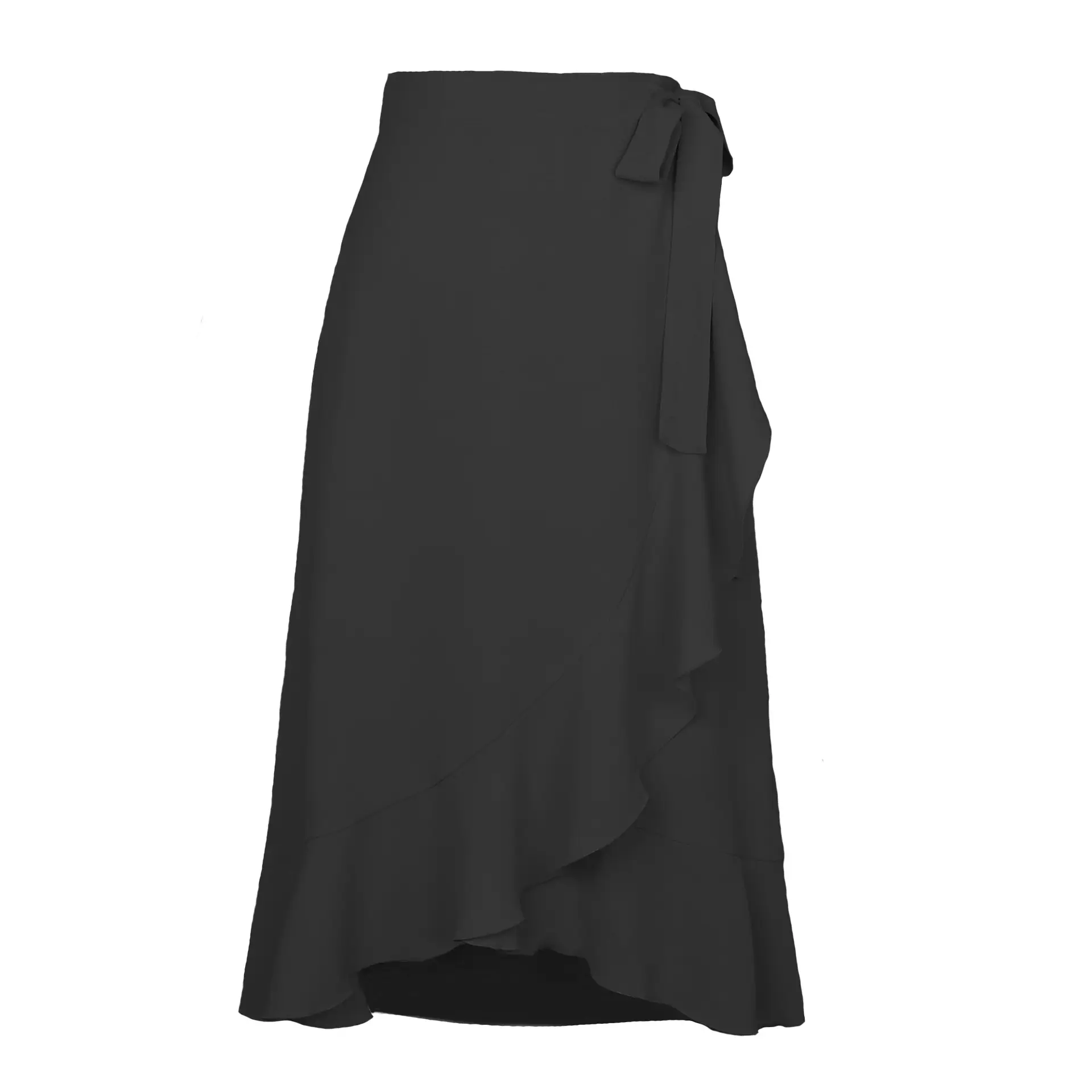 Women's Light Blue Lace-Up Midi Skirt Irregular Chiffon - Image 2