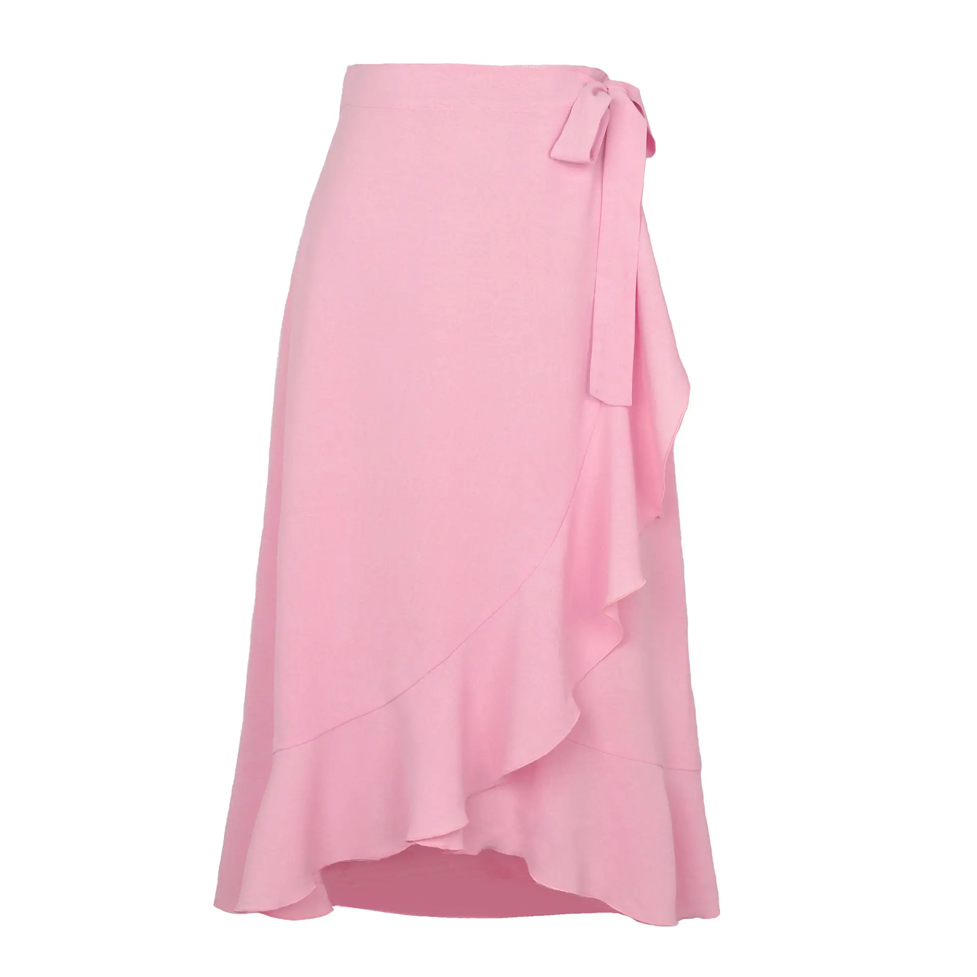 Women's Light Blue Lace-Up Midi Skirt Irregular Chiffon - Image 3