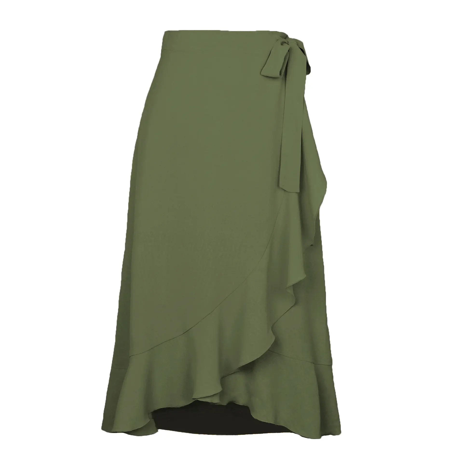 Women's Light Blue Lace-Up Midi Skirt Irregular Chiffon - Image 4