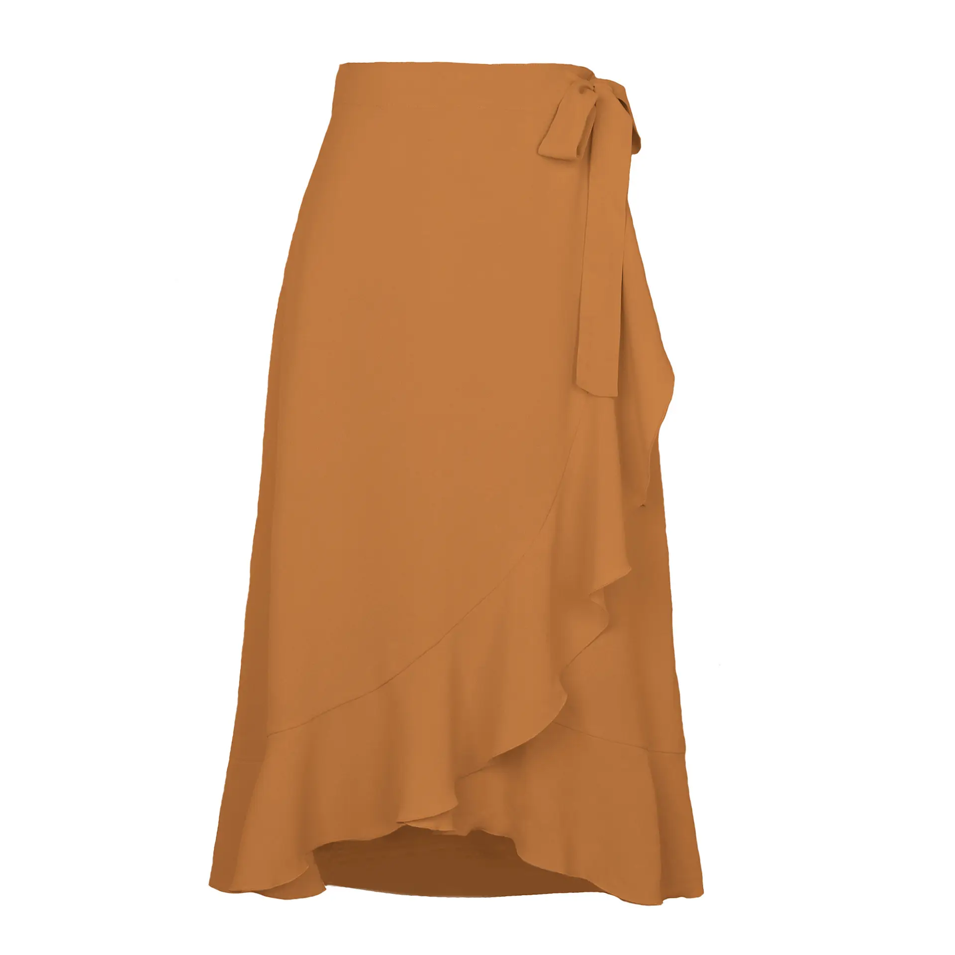 Women's Light Blue Lace-Up Midi Skirt Irregular Chiffon - Image 5