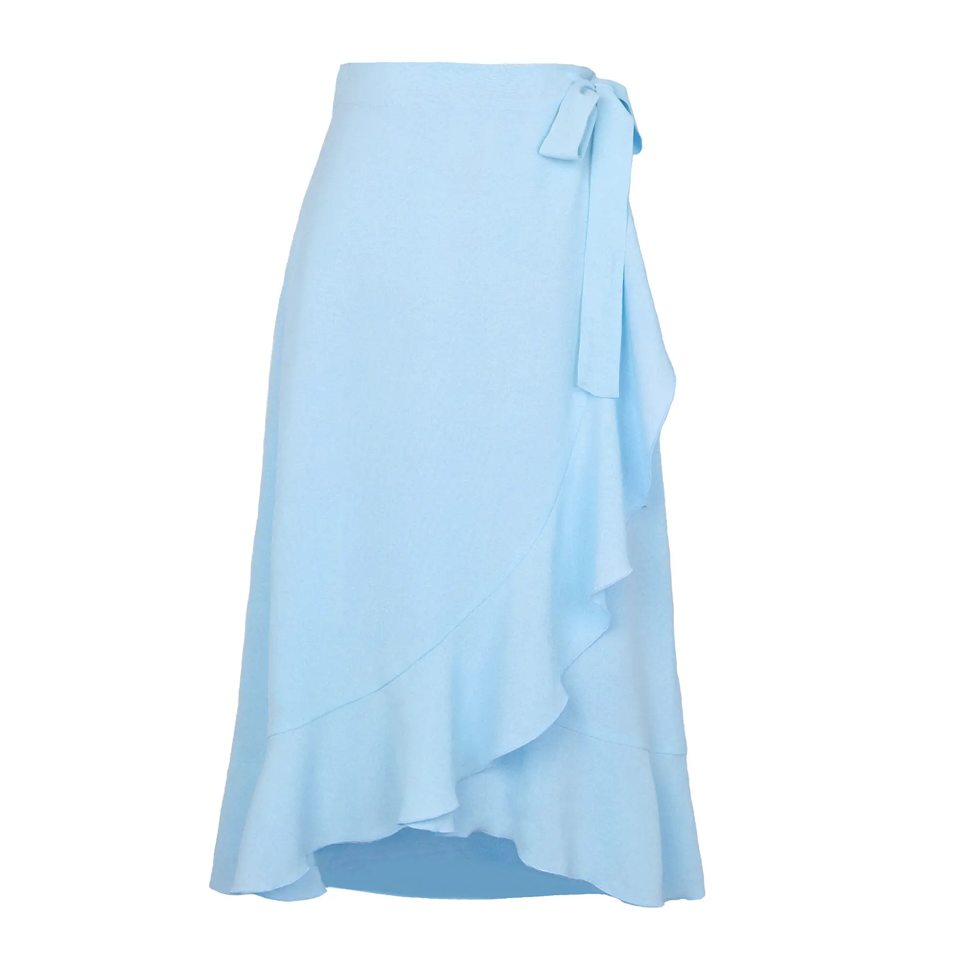 Women's Light Blue Lace-Up Midi Skirt Irregular Chiffon - Image 6