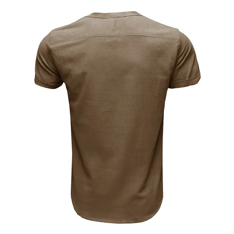 Men's Green Cotton Short Sleeve Shirt with Pocket — feature 17