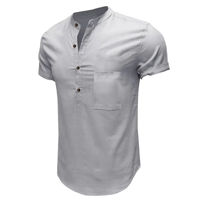 Men's Green Cotton Short Sleeve Shirt with Pocket — feature 24