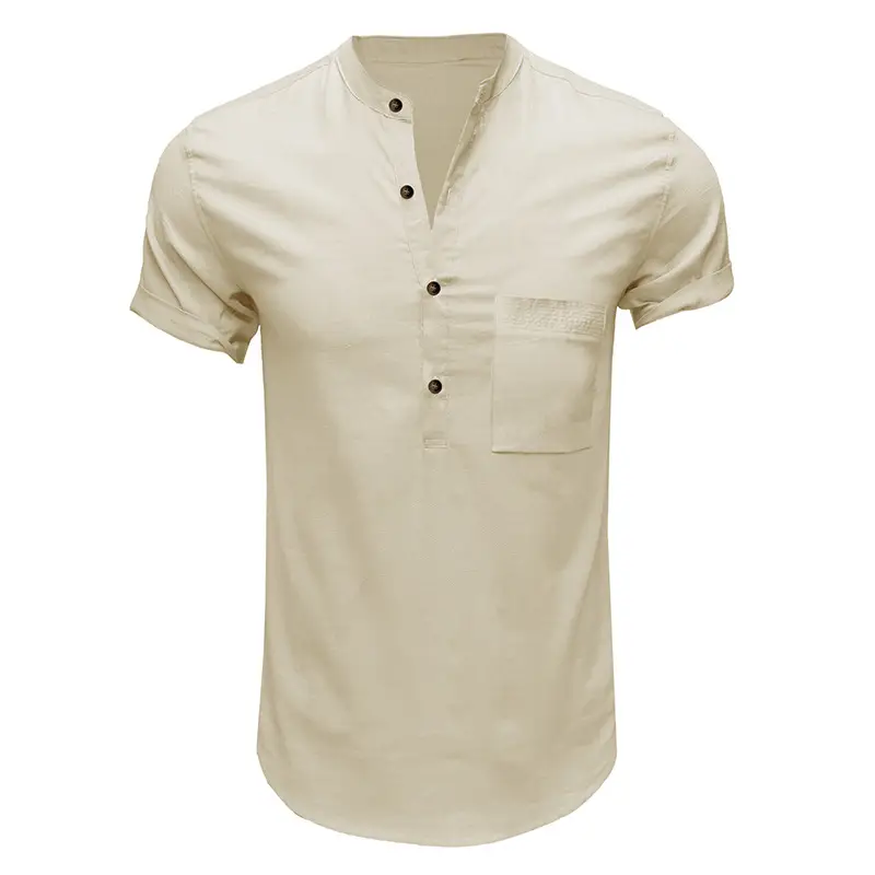 Men's Green Cotton Short Sleeve Shirt with Pocket — feature 27